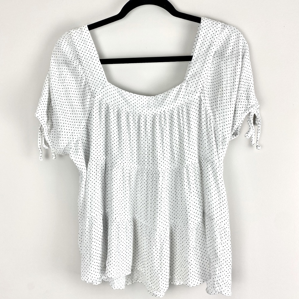 Maurices White Tiered Black Dot Baby Doll T-Shirt